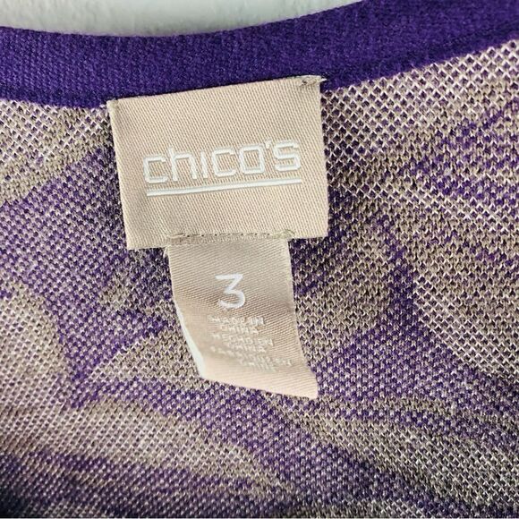 Chicos Purple Floral Long Line Cardigan Sweater - Picture 4 of 4